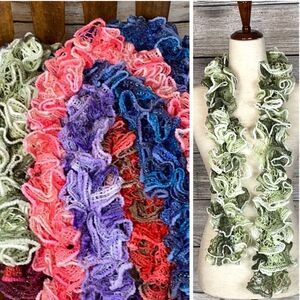 NEW Handmade knit ruffle scarf.